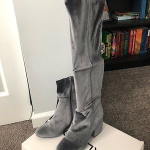 Velvet grey over the knee boots - brand new